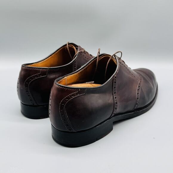 Alden Shoes Mens 10 Brown Leather Oxford Brogue Cap Toe Shell Cordovan Lace Up - Picture 8 of 12